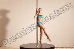 Underwear Gymnastic poses Woman White Moving poses Slim long blond Dynamic poses Academic